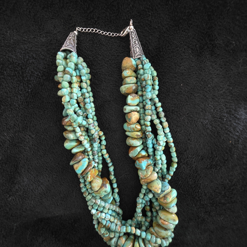 Blue Multi-Strand Turquoise Necklace with Heishi Beads - Picture 3 of 5